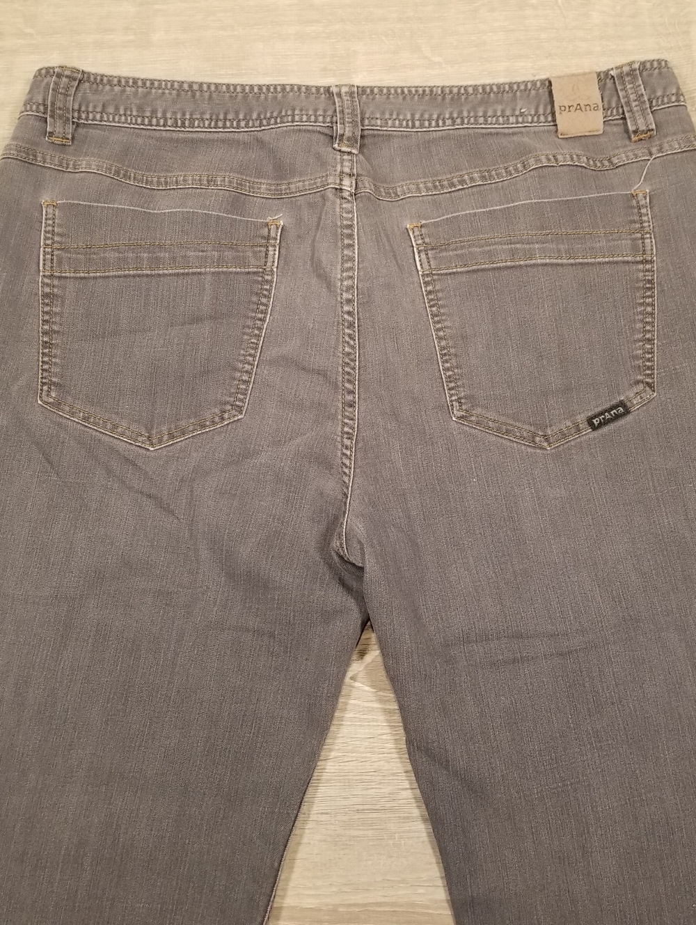 PrAna Slim Fit Jeans Mens 38x32 Gray Stretch Straight Leg Flex Casual Comfort - Picture 6 of 9